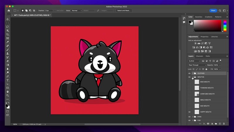 create NFTs collection layers on photoshop